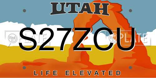 S27ZCU Utah License Plate
