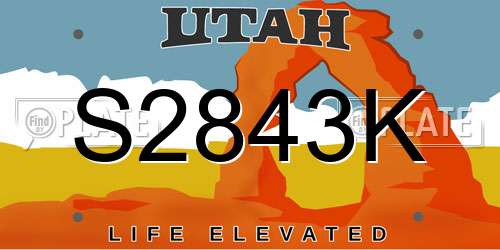 S2843K Utah License Plate