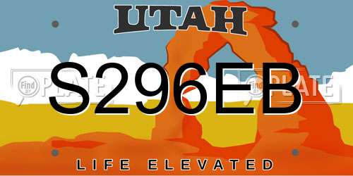 S296EB Utah License Plate