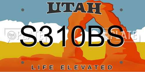 S310BS Utah License Plate