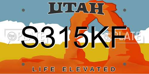 S315KF Utah License Plate