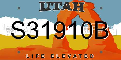 S31910B Utah License Plate