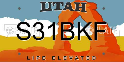 S31BKF Utah License Plate