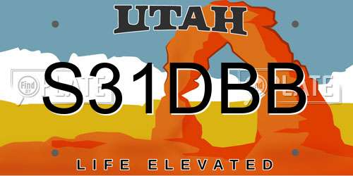 S31DBB Utah License Plate