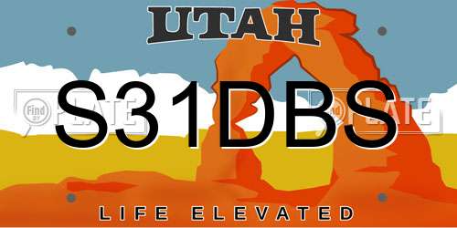 S31DBS Utah License Plate