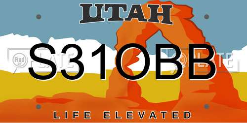 S31OBB Utah License Plate
