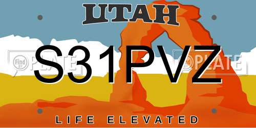 S31PVZ Utah License Plate