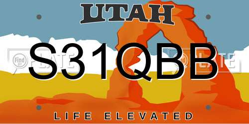 S31QBB Utah License Plate
