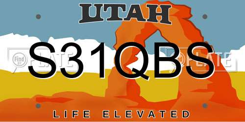 S31QBS Utah License Plate