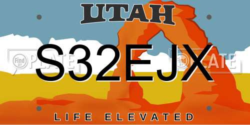 S32EJX Utah License Plate