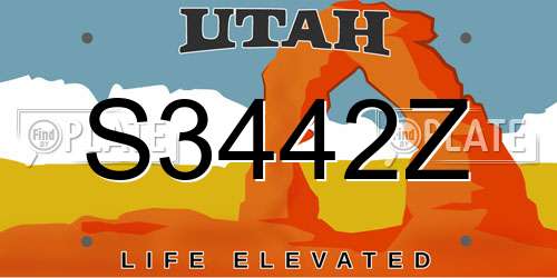 S3442Z Utah License Plate