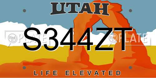S344ZT Utah License Plate