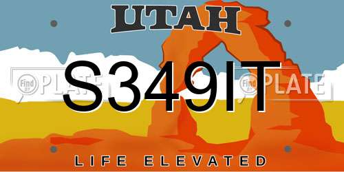 S349IT Utah License Plate