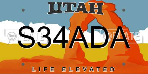 S34ADA Utah License Plate
