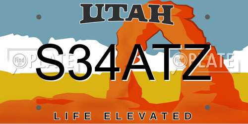 S34ATZ Utah License Plate