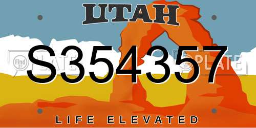 S354357 Utah License Plate