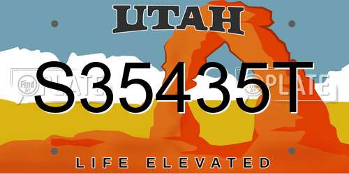 S35435T Utah License Plate