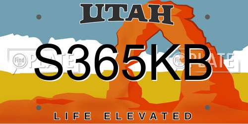 S365KB Utah License Plate