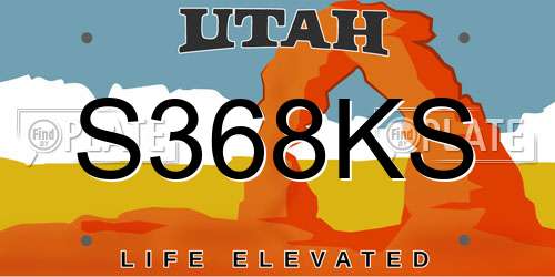 S368KS Utah License Plate