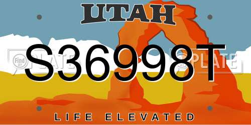 S36998T Utah License Plate