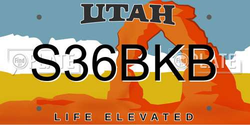 S36BKB Utah License Plate