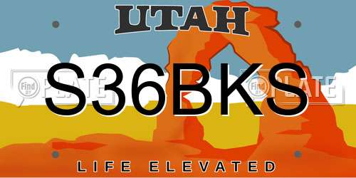 S36BKS Utah License Plate