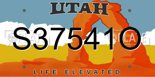 S37541O Utah License Plate