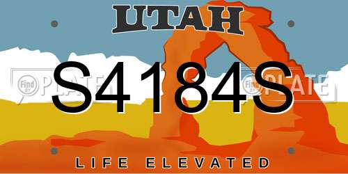 S4184S Utah License Plate