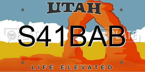S41BAB Utah License Plate