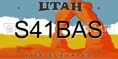 S41BAS Utah License Plate
