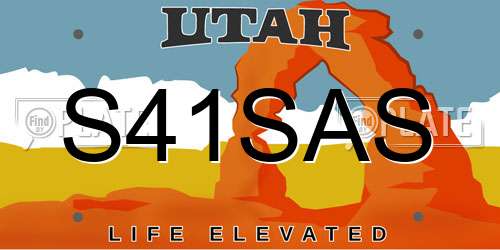 S41SAS Utah License Plate