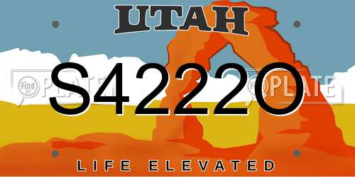 S4222O Utah License Plate