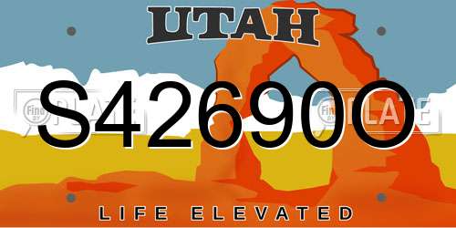 S42690O Utah License Plate