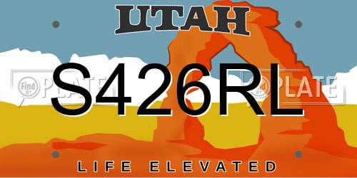 S426RL Utah License Plate