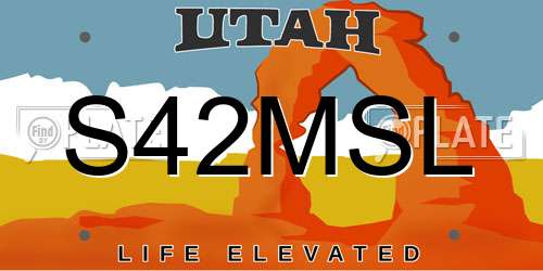 S42MSL Utah License Plate