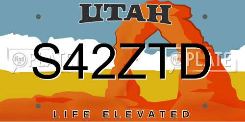 S42ZTD Utah License Plate