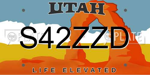 S42ZZD Utah License Plate