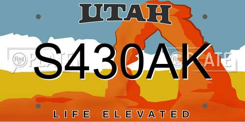 S430AK Utah License Plate