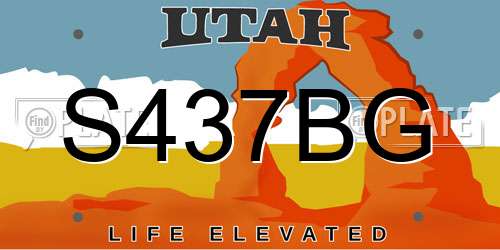 S437BG Utah License Plate