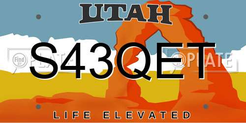 S43QET Utah License Plate
