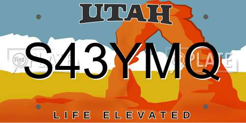 S43YMQ Utah License Plate