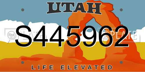 S445962 Utah License Plate