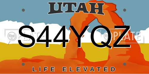 S44YQZ Utah License Plate