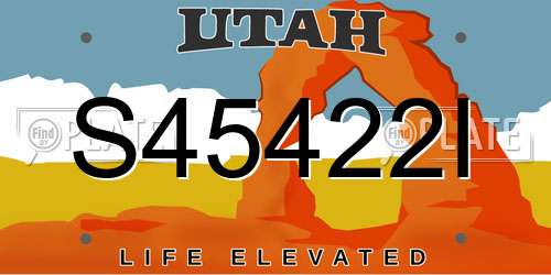 S45422I Utah License Plate