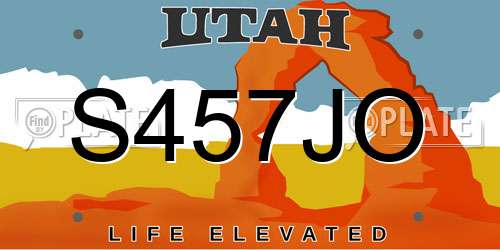 S457JO Utah License Plate