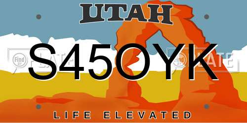 S45OYK Utah License Plate