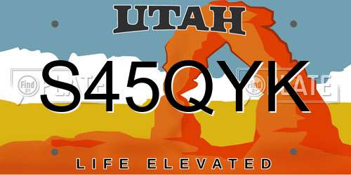 S45QYK Utah License Plate