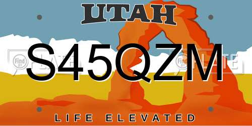 S45QZM Utah License Plate