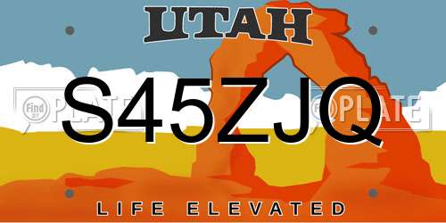 S45ZJQ Utah License Plate
