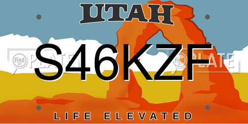 S46KZF Utah License Plate